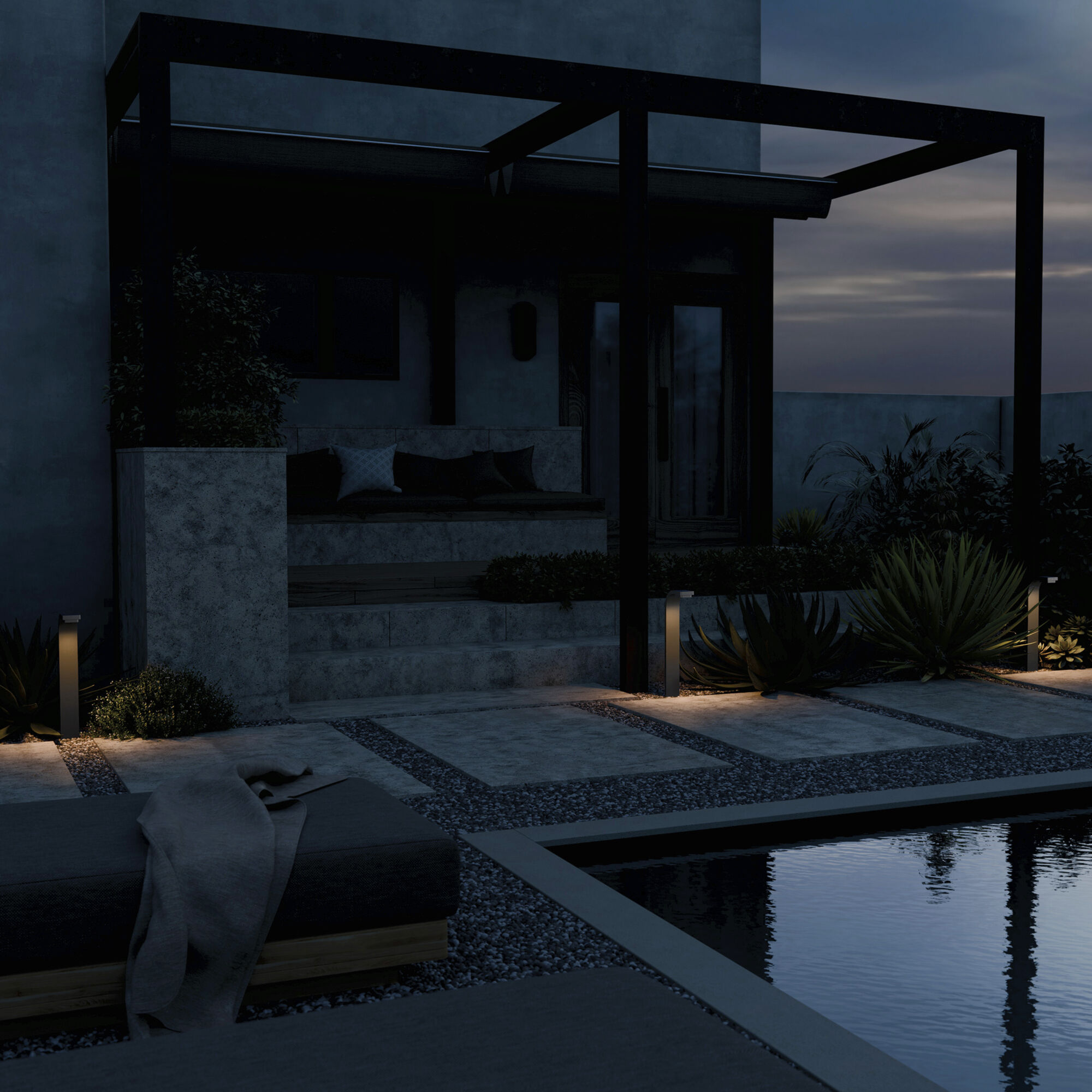 Independence 12 AC/DC 2.75 watt Textured Black Curved Path Light in 3000K